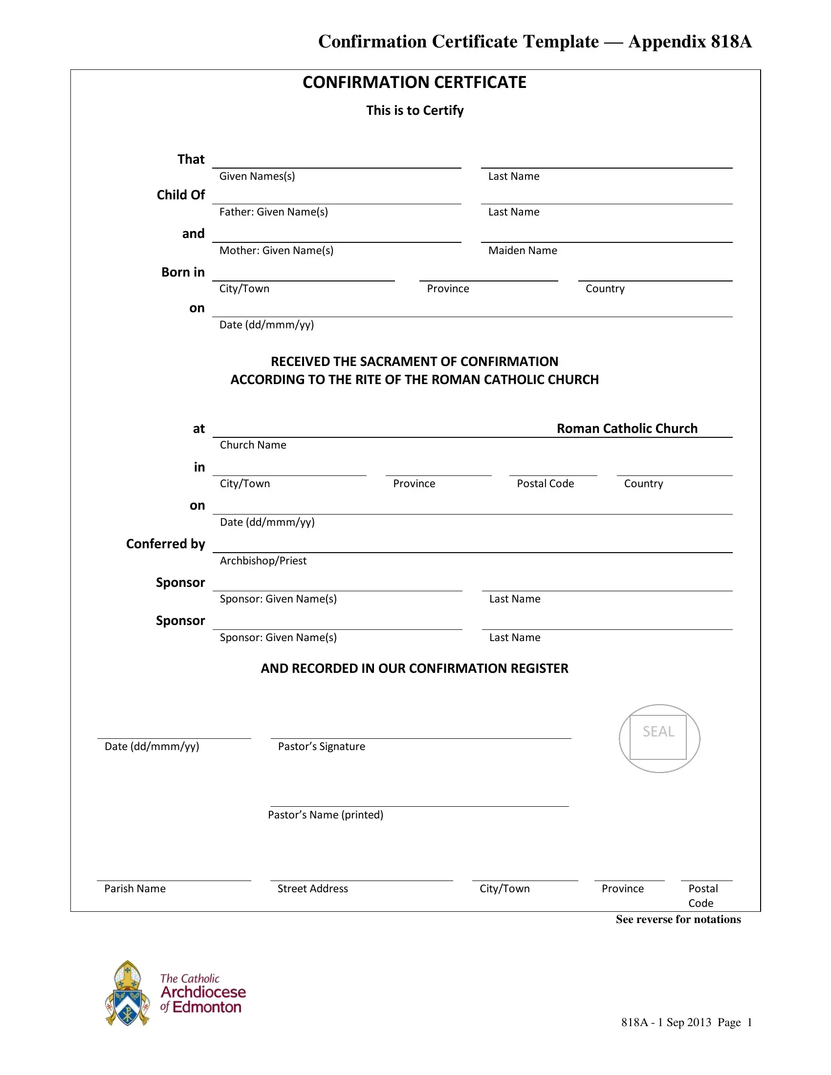 818 a confirmation certificate pdf form - formspal